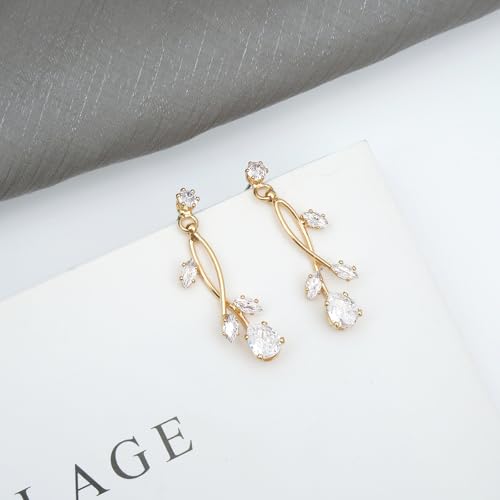 CSY Elegant Bridal Jewelry Sets Clear Cubic Zirconia Wedding Necklace Earrings Bracelet Set for Birdes Bridesmaids CZ Prom Jewelry - color: Gold-Necklace Earrings Bracelet