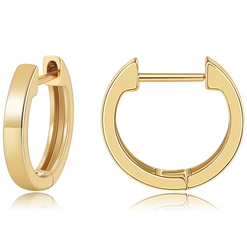 Gacimy Gold Huggie Earrings for Women, 14K Real Gold Plated, Small Hoop Earrings Cartilage Ear Cuff - color: Gold, size: 15MM
