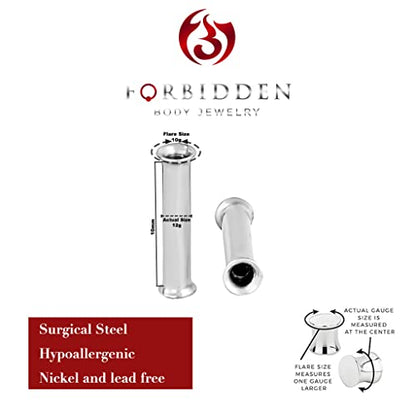 Forbidden Body Jewelry Ear Gauges, Ear Tunnels, Tunnels For Ears, Surgical Steel Mirror Finish Double Flared Tunnel Plug Earrings - style: 2pcs: 2mm (12GA)