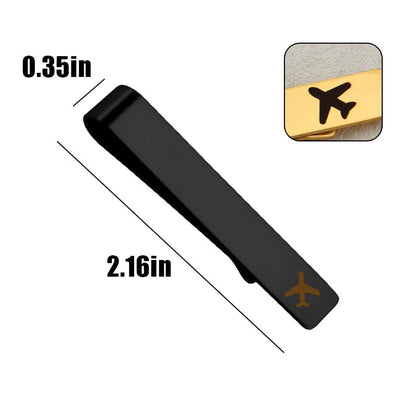 Mens Airplane Tie Clip for Boyfriend Husband Son Flight Attendant Accessories for Men - style: Black base model