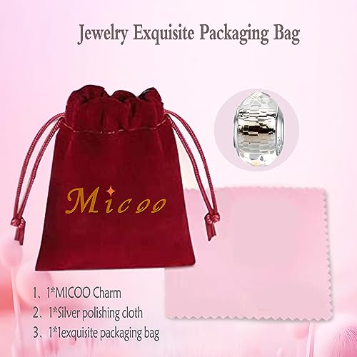 MICOO 925 Sterling Silver Charms for Bracelets,Fashion DIY Dangle Pendants Beads Simulated Birthstone Charms,Birthday Gifts for Women - color: 1 White Charms
