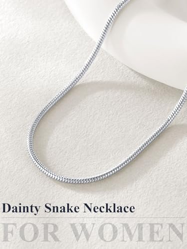 U7 Snake Necklace for Women 14K Gold Plated/Silver/Rose Gold/Black Chain Necklace Hypoallergenic, Stainless Steel Tiny Snake Chain Necklace 1/1.2/1.5/2MM, 14-30" Adjustable Minimalist Gift - color: m.Silver-2mm