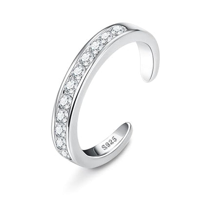MILACOLATO Toe Rings for Women 925 Sterling Silver Adjustable Toe Ring | Adjustable Open Band Toe Rings, Hypoallergenic Ring for Sensitive Skin, Non Tarnished Waterproof Summer Beach Foot Jewelry - color: CZ