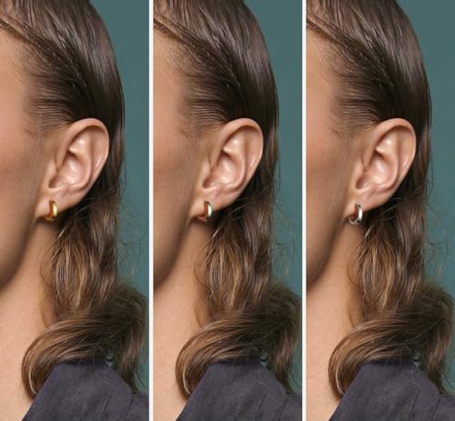 SIISPRI Stainless Steel Mens Womens Clip On Earrings Hoop Huggie Non-Piercing - color: 4-Color Set