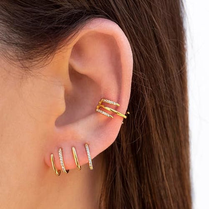Ear Cuffs Non Piercing Ear Cuff Earrings for Women Gifts Trendy Stuff Clip on Cartilage Earrings Stacks Fake Earrings Jewelry Gifts - color: E:3pcs Heart gold cuff earrings