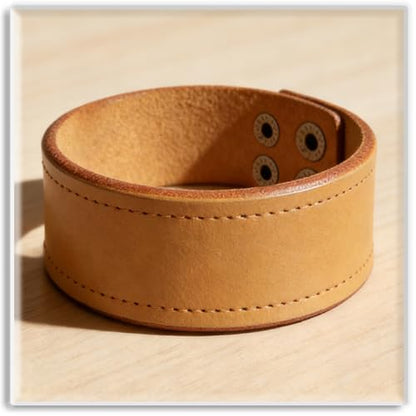 Xusamss Wide Leather Cuff Bracelet for Women Adjustable Punk Wristband Faux Leather Fashion Jewelry Bangle - color: Yellow