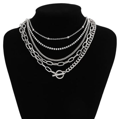 Gold Stack Necklace Chunky Necklaces for Women Trendy Coin Pendant Long Necklaces Western Jewelry for Women Cowgirl Cowboy Chic Country Outfit Boho Accessories Birthday Jewelry Gifts - color: F Silver Layered Necklaces Set