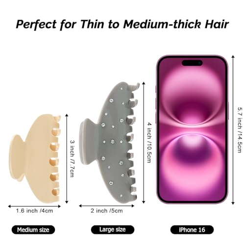 MAORULU Medium Cute Acetate Hair Claw Clips for Women Girls, 3 Inch Cherry Red Claw Clips for Thin & Medium Thick Hair, Durable French Banana Clip with Gift Box (Beige) - color: Beige