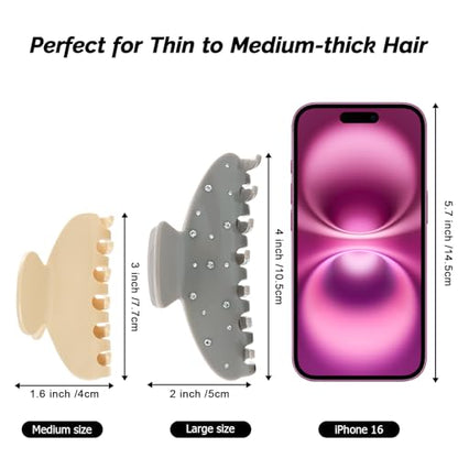 MAORULU Medium Cute Acetate Hair Claw Clips for Women Girls, 3 Inch Cherry Red Claw Clips for Thin & Medium Thick Hair, Durable French Banana Clip with Gift Box (Beige) - color: Beige