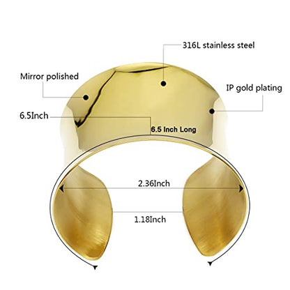 Silver Wide Grooved Cuff Bangle for Women Lady Stainless Steel Shiny Punk Bracelet - style: style 1