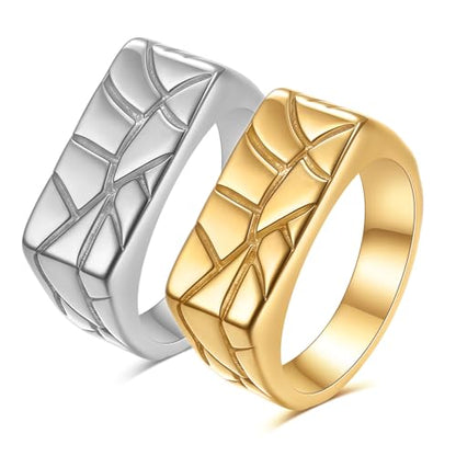 PCY Stainless Steel Gold Plated Men Women Band Ring - color: 8mm Silver FX