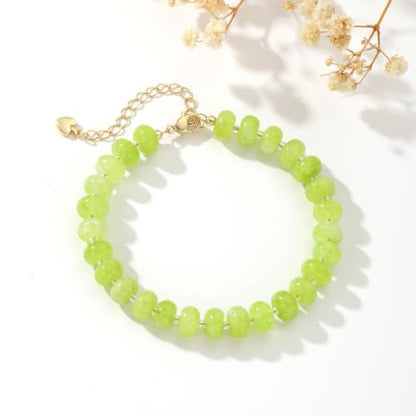 colorful Natural Stone Beaded Bracelets for Women, Boho Handmade Gemstone Bracelet, Stackable Summer Beach Jewelry - color: Light Green