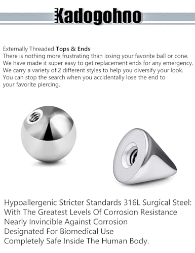 16/14g Replacement Piercing Changing Balls/Cones/Parts for Septum Tongue Bridge Eyebrow Lip Rings Medusa Labret Cheek Belly Button Cartilage Conch Helix Rook Tragus Industrial Earrings - size: 16g*3/4/5mm