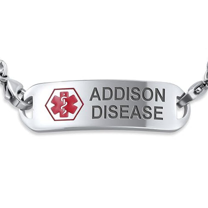Bling Jewelry Personalize Medical Identification Medical ID Figaro Link Bracelet For Men Steel 8.5in Custom Engraved - style: Figaro-Addison Disease