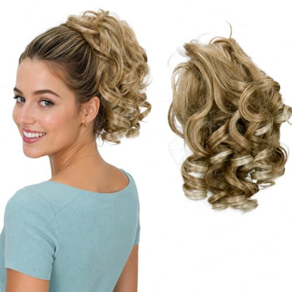 CAISHA Jumbo Hairpiece Scrunchy Updo Voluminous Curly Messy Bun Blond Mix G12L - color: blond mix #27BT88 G12L