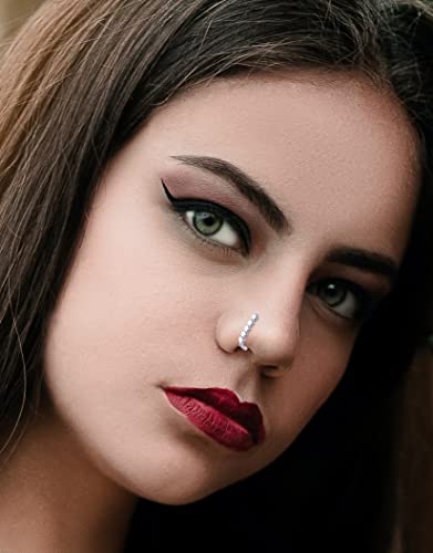 Akeoqi 6-12Pcs Nose Studs Nose Ring Inlaid Cubic Zirconia L Shaped Studs Lotus Star Heart Nose Nostril Piercing Jewelry for Women Men Sliver Gold Rose Gold Tone 20G - color: A: Silver