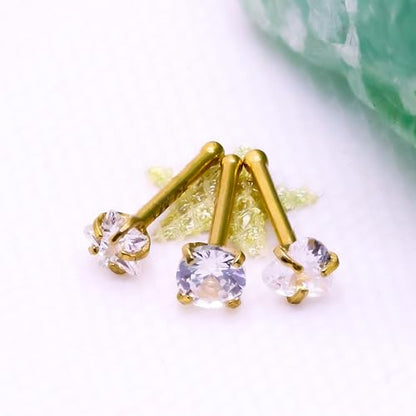 3 Pcs 14K Gold Filled Nose Studs 20G Stainless Steel Stud Nose Ring 2mm/2.5mm/3mm Round CZ L Bend Nose Stud Hypoallergenic Nose Piercing - color: gold hoop stud 10