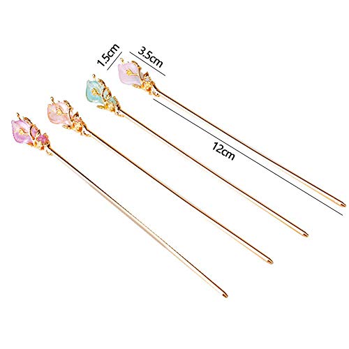 Purple Pretty Chinese Style Retro Hair Stick Hairpin, Women Metal Rhinestone Hair Fork Hair Chopsticks,Hair Styling Pins Retro Tassel Hairpin Woman Hair Clip Accessories
