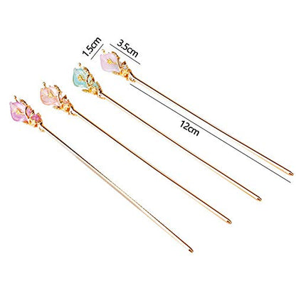 Purple Pretty Chinese Style Retro Hair Stick Hairpin, Women Metal Rhinestone Hair Fork Hair Chopsticks,Hair Styling Pins Retro Tassel Hairpin Woman Hair Clip Accessories