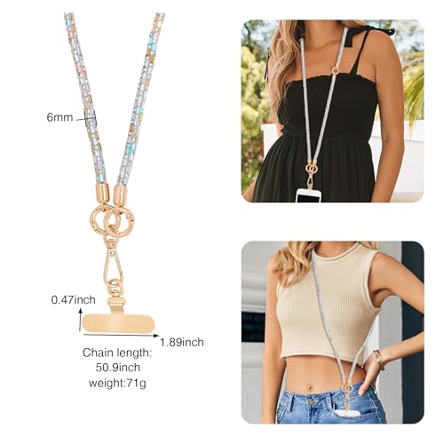 Crystal Phone Strap Crossbody Rhinestone Anti Theft Layered Strap Crossbody Gold Metal Buckles Cell Phone Neck for Women (Colour) - color: Colour
