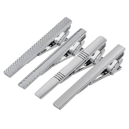 4 Pcs Stainless Steel Tie Clips for Men Classic Tie Bar Clip for Formal Business Wedding Party Fathers Day Gift - style: Classic