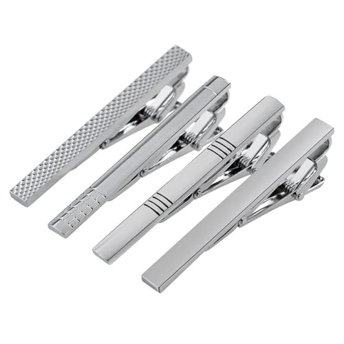 4 Pcs Stainless Steel Tie Clips for Men Classic Tie Bar Clip for Formal Business Wedding Party Fathers Day Gift - style: Classic