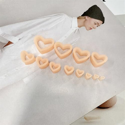 Heart Silicone Ear Tunnel Plugs Gauges Expanders Hollow Flexible Soft Tunnels Kit Stretcher Earrings Fashion Lobe Piercing Body Jewelry for Women Her 6 Pairs Set - color: Flesh, size: 14mm-25mm