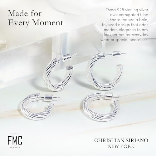 Small Gold Hoop Earrings for Women | 18K Gold Plated Non Tarnish Hoops, Classic Polished Huggie Earrings, 925 Sterling Silver Base, Twist Hoop. (4x20mm & 4x25mm, 3x15mm & 3x20mm) - color: Silver, size: Twist Hoop (4x20mm & 4x25mm)