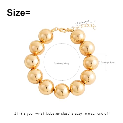 LALAPPLE Gold Plated Beaded Acrylic Bamboo Tube Bangle Bracelets for Women, Colorful Chunky Curved Tube With Gold Plated Pieces Beads Stretch Bracelet Friendship Summer Beach Jewelry - color: B-gold beaded (18mm)