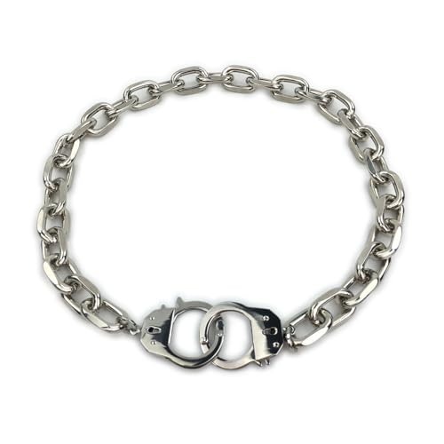 Succuba Stainless Steel Handcuff Choker Necklace Chain Pendant Choker Collar Necklace for Women and Men from 16 to 24 Inches with Box - color: B, size: 16 Inches
