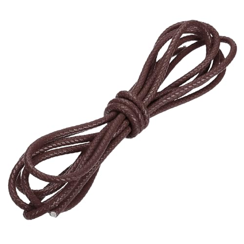 PATIKIL 3.3 Yards Braided Leather Cord, 6mm Round Braided Faux Necklace Cord Bolo Tie String for Necklace Crafts Beading Braiding, Burgundy - color: Burgundy, size: 6mm