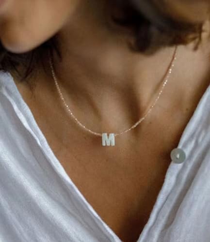 Tanyoyo Initial Necklaces for Women - Trendy Beaded Choker Necklace for Women, Handmade Letter Choker Necklace Jewelry for Women - style: C#