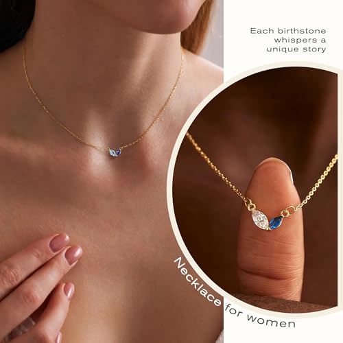 2026 Graduation Gifts Birthstone Necklace for Women Dainty Gold Necklace with 2 Birthstone Birthday Gift for Her Teen Girl Gift Trendy Stuff for Her Mom Daughter Girlfriend Friend Christmas Stocking Stuffers - color: 02-08 Feb & Aug, style: 1A