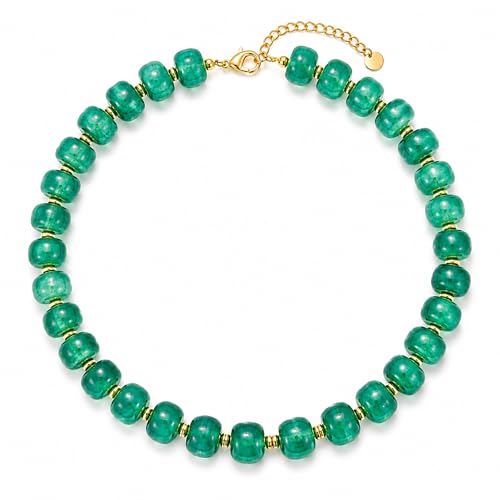 Chunky Colorful Beaded Necklace for Women Boho Summer Statement Resin Choker Necklaces Beach Jewelry Accessories - color: Green