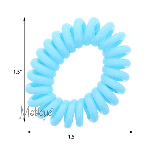 Small Coil Hair Ties For Girls - Set of 6 Aqua - color: Aqua