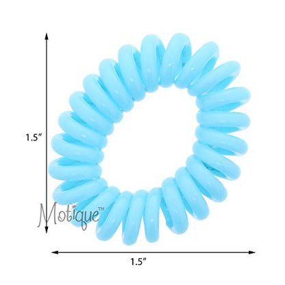 Small Coil Hair Ties For Girls - Set of 6 Aqua - color: Aqua