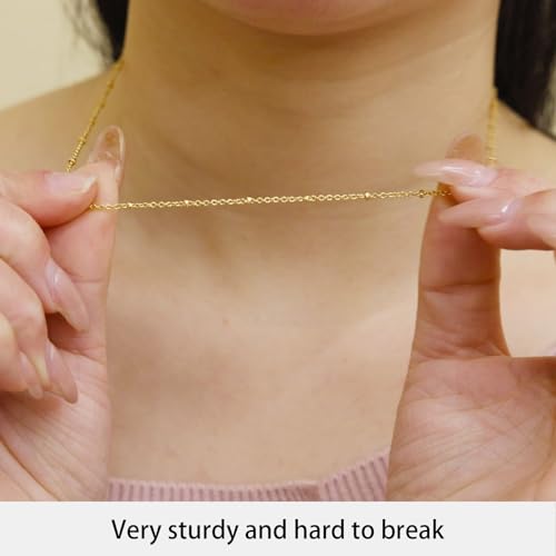 14K Gold Plated Paper Clip Chain Link Necklace Satellite Chain Necklace for Women - color: Satellite Chain