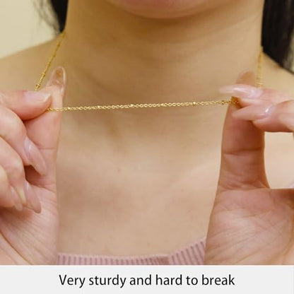14K Gold Plated Paper Clip Chain Link Necklace Satellite Chain Necklace for Women - color: Satellite Chain