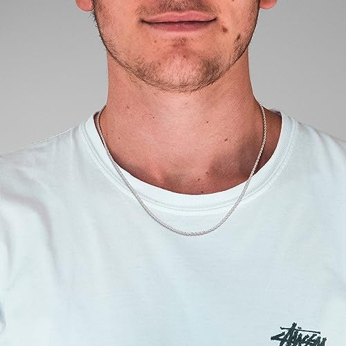 BRIJEWNES 925 Sterling Silver Clasp 2/2.5/3/4/5mm Silver Chain for Men Mens Necklace Rope Chain Necklace Diamond Cut Silver Mens Chain Necklace 16 18 20 22 24 26 28 30 Inches - size: 16, style: 2mm