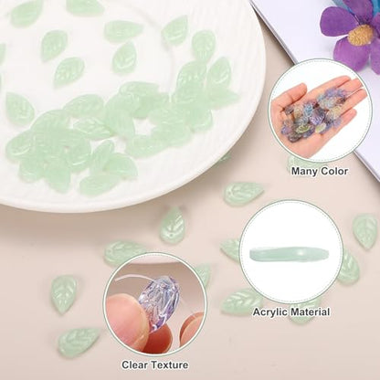 PATIKIL Leaf Beads, 50Pcs Crystal Translucent Czech Glass Beads for DIY Jewelry Making Bracelets Necklace, Light Jade Green - color: Light Jade Green