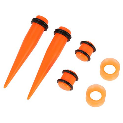 JieyueJewelry 50/54 Pcs Ear Stretching Kit 14G-00G | Acrylic Tapers & Plugs with Silicone Tunnels, Ear Gauges Expander Set Body Piercing Jewelry for Women and Men - color: Orange