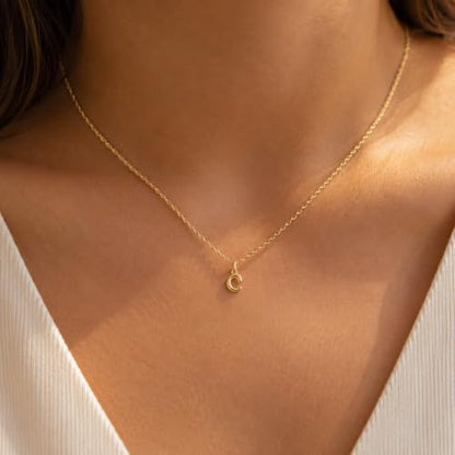 Gold Puffed Initial Letter Charm - 10 Karat Gold - 3D Bubble Letter Pendant - style: Letter c