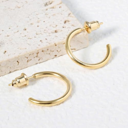 Minimalist Hoops for Women - 14K Gold Open Huggie Hoop Earrings, Hypoallergenic Tiny Hoops in Gold and Silver (Set of 1-5 Pairs) - color: 14K Gold - 10mm (1 Pairs)