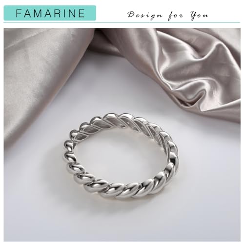 FAMARINE Gold Silver Chunky Bangle Bracelet for Women Men - style: Style B silver