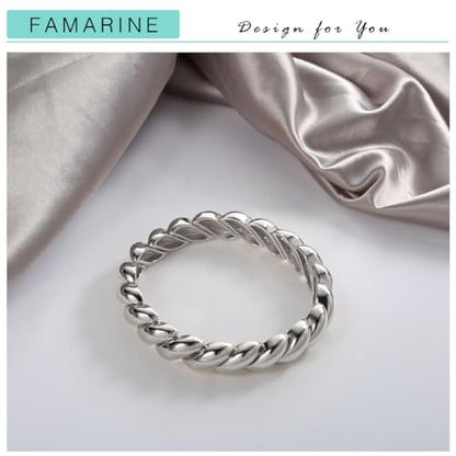 FAMARINE Gold Silver Chunky Bangle Bracelet for Women Men - style: Style B silver