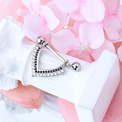 Teardrop Nipple Shield Rings 316L Stainless Steel Nipple Piercing Jewelry 14g Nipple Retainer Barbells Body Piercing for Women 2pcs Double Clear CZ Paved Nipple Bars