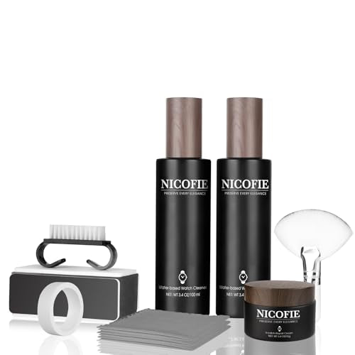 Gold & Silver Steel Bracelet Watch Polishing Kit, Watch Cleaning Kit, Jewelry Cleaner for Metals, Crystals and Rubber - 1 x1.1oz Scratch Repair Cream, 2 x 3.4oz Cleaner, 3 x Microfiber Cloth, 2 x Wool and Hard Horn Brush, 1 x Sponge, 1 x Protection Tape (
