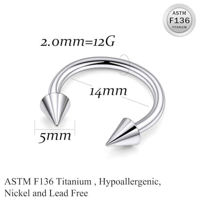 Ruifan 20G 18G 16G 14G 12G Horseshoe Nose Ring Titanium Septum Rings Piercing Jewelry Cartilage Conch Helix Rook Lip Tragus Earring Hoop Eyebrow Retainer For Women Men 6mm 8mm 10mm 12mm 14mm 16mm 19mm - size: Spike: 12G - 14MM