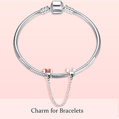 MITSOKU 925 Sterling Silver Charms for Bracelets Necklaces Animal prototype Pendant Safety Chain Dangle Pendants Beads Christmas Day Charms Jewelry Gift for Women - style: Cartoon Mouse&Safety Chain
