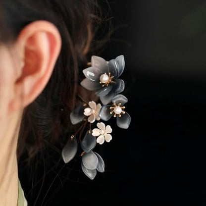 Chinese Hair Sticks,Decorative Hair Fork Pins, Blue and White Floral Design with Pearl Accents Hair Accessories for Women Girls, 4.72 inch